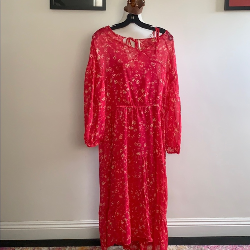 Free People Raspberry Boho Dress w/slip - Picture 6 of 6